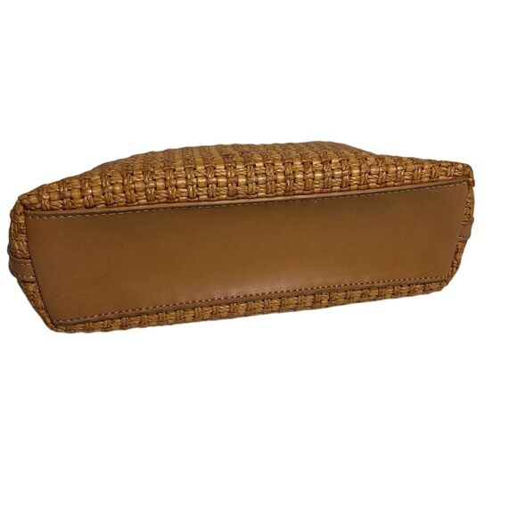 Vintage Fossil Woven Straw & Leather Top Handle Handbag Brown Casual - Picture 3 of 11